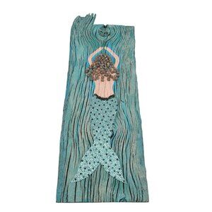 OOAK Handcrafted Mermaid Wall Art On Reclaimed Wood With Rope Hanger